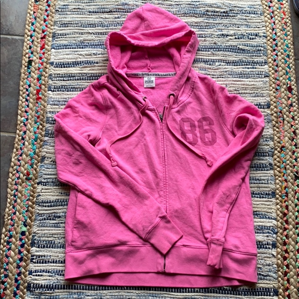 Pink Hot pink zipped hoodie